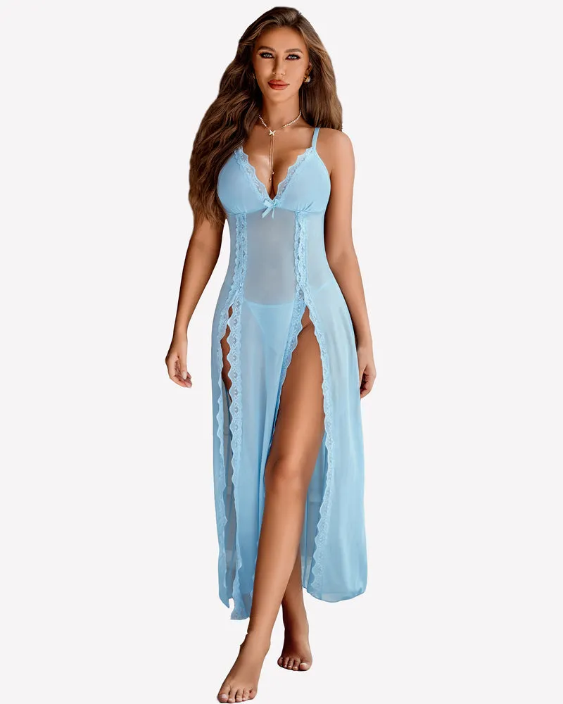 Leopard Lace Side Split Nightdress