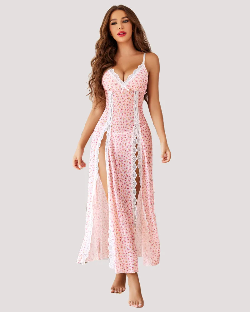 Leopard Lace Side Split Nightdress