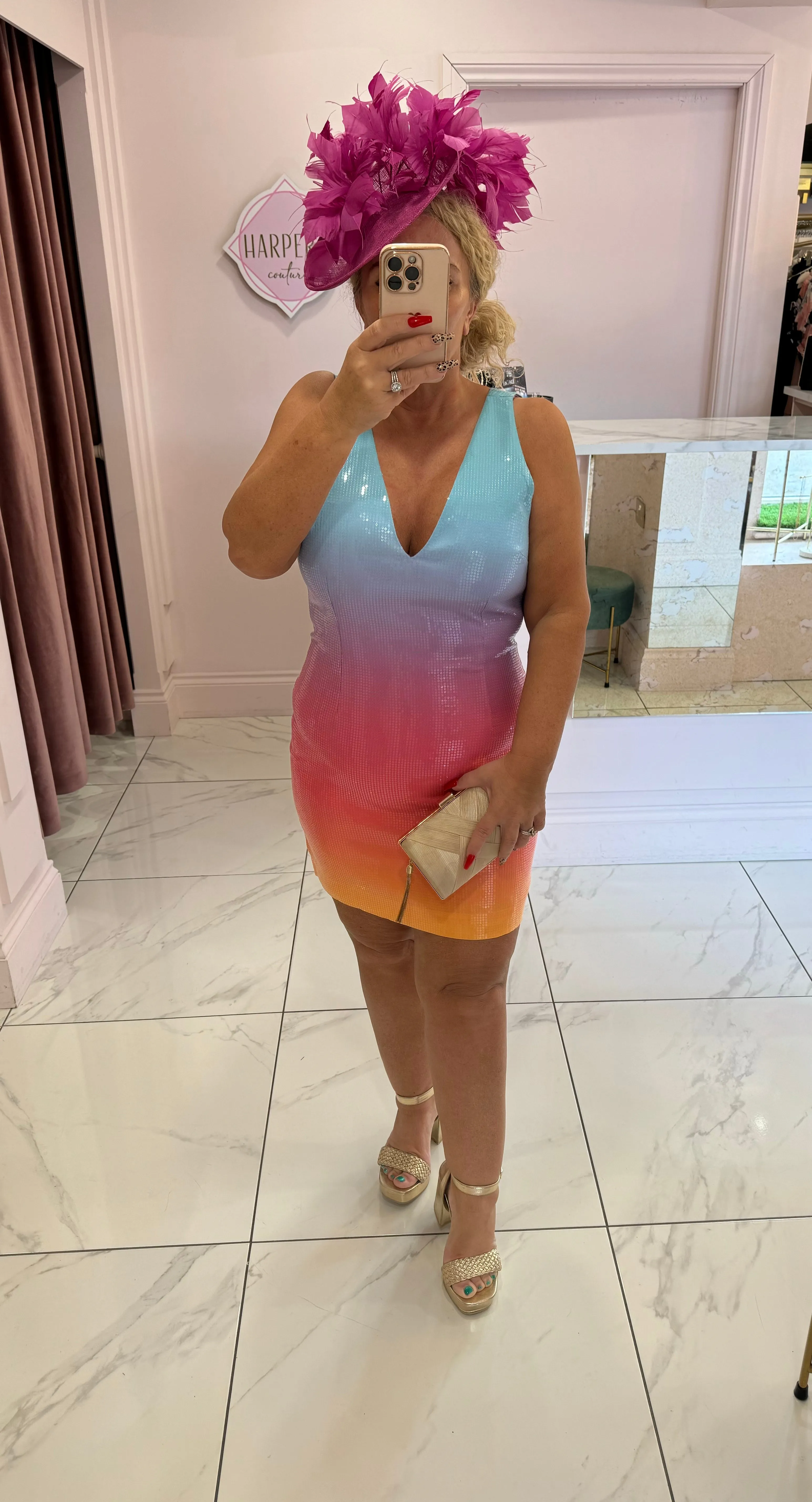 Lizzie Multi Coloured Ombré Sequin Dress