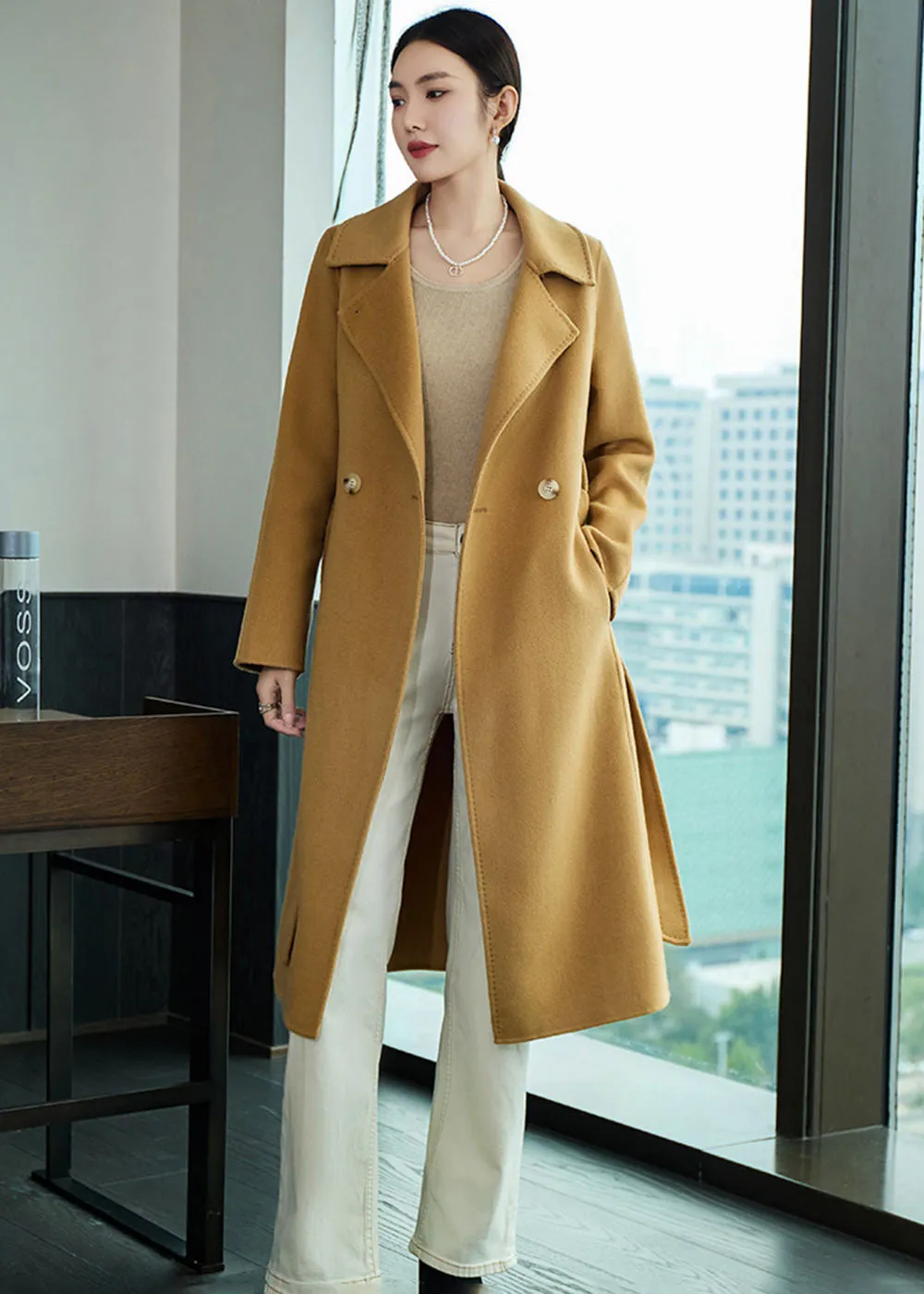 Lois Longline Belted Double Face Wool Coat