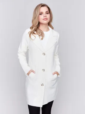 Long Boiled Wool Coat - Ecru