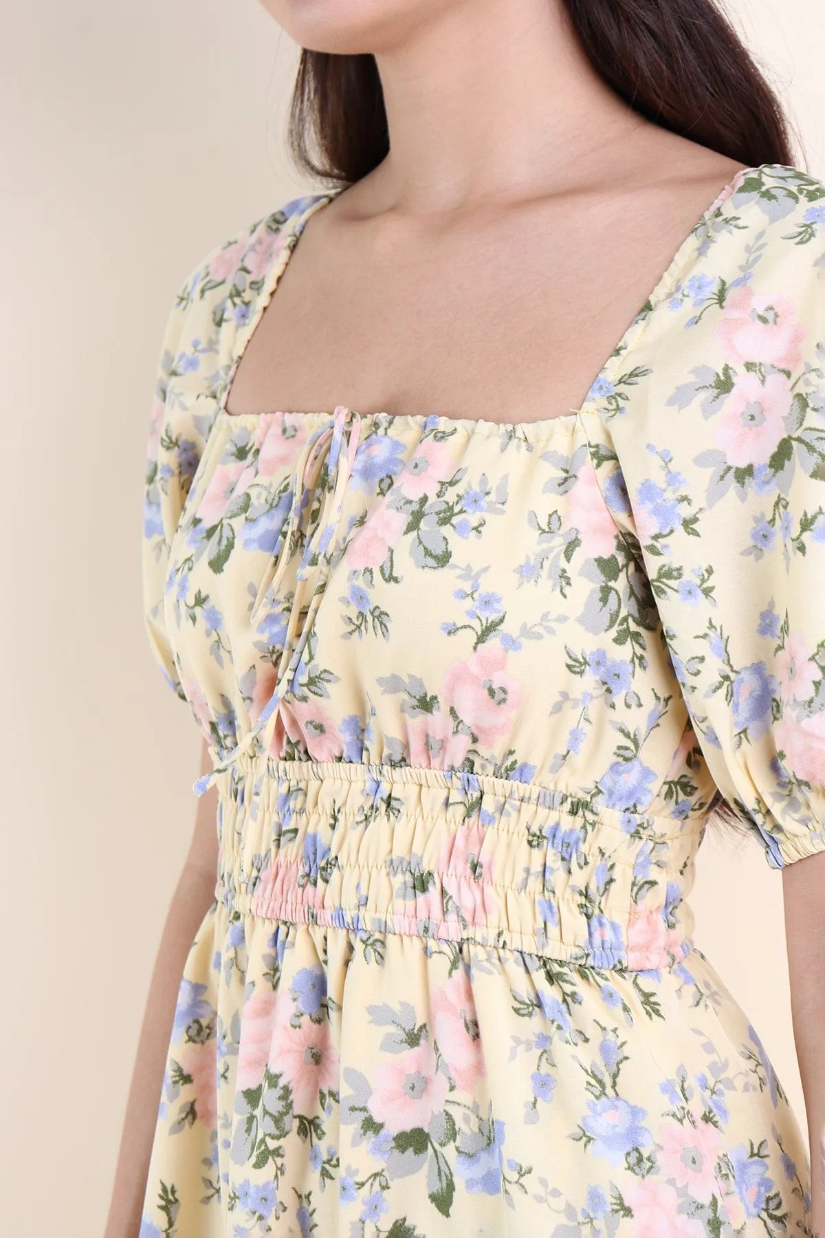 LYLA FLORAL MIDI DRESS IN DAFFODIL