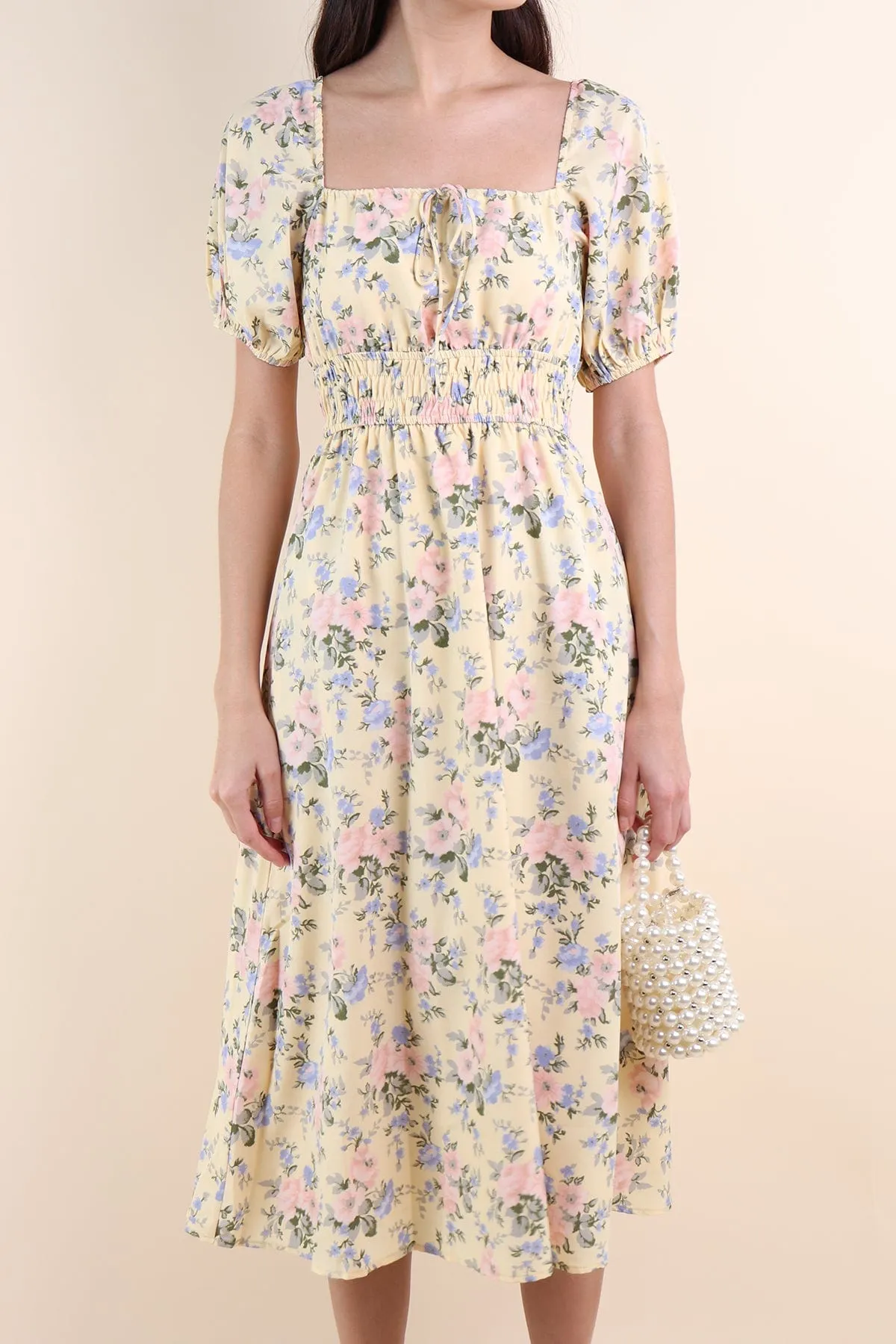 LYLA FLORAL MIDI DRESS IN DAFFODIL