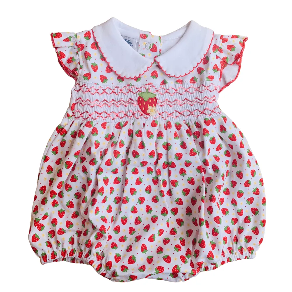 MAGNOLIA BABY - Fresh Strawberries Smocked Romper - Red