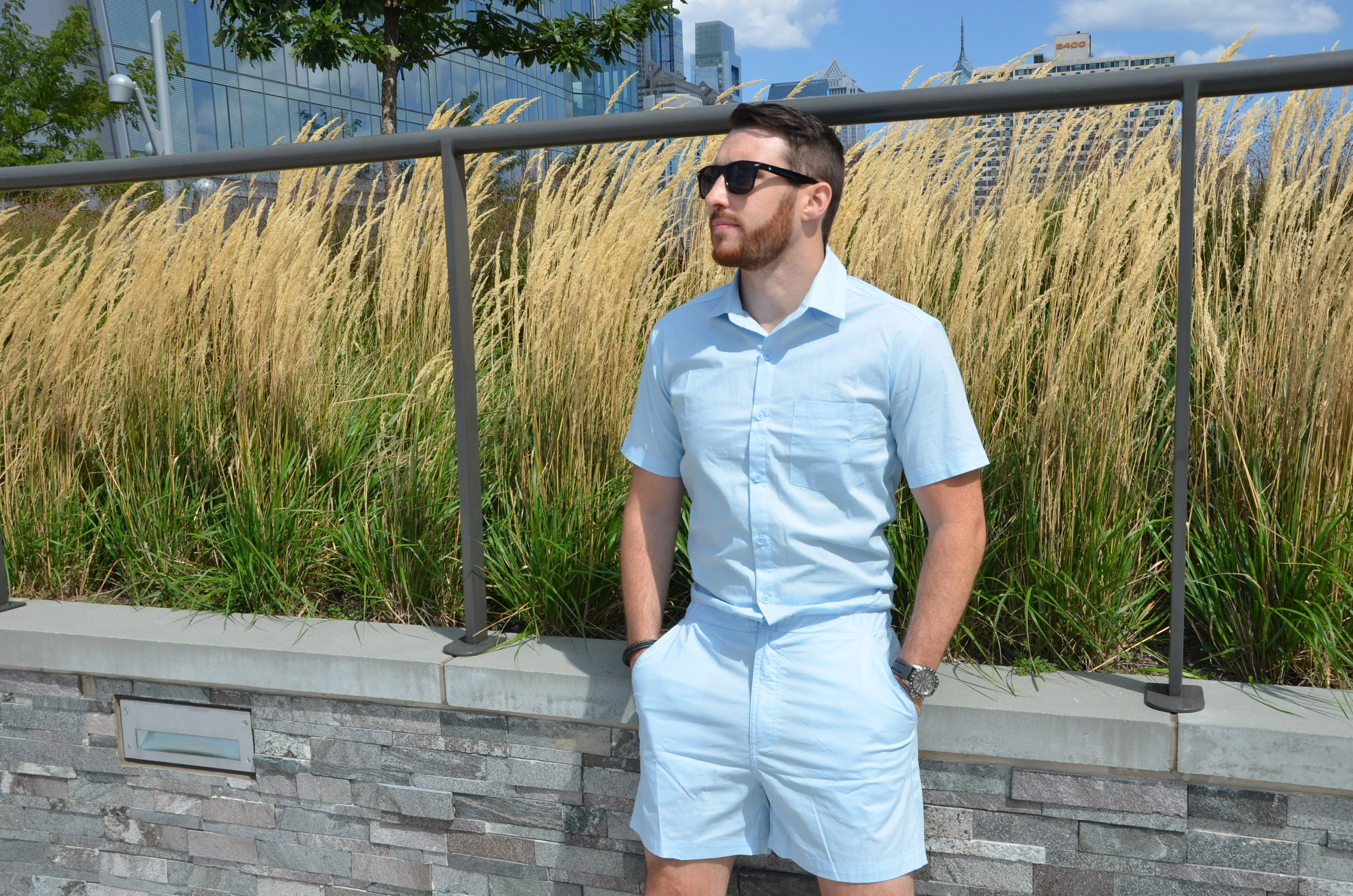 Male Romper - Sky Blue