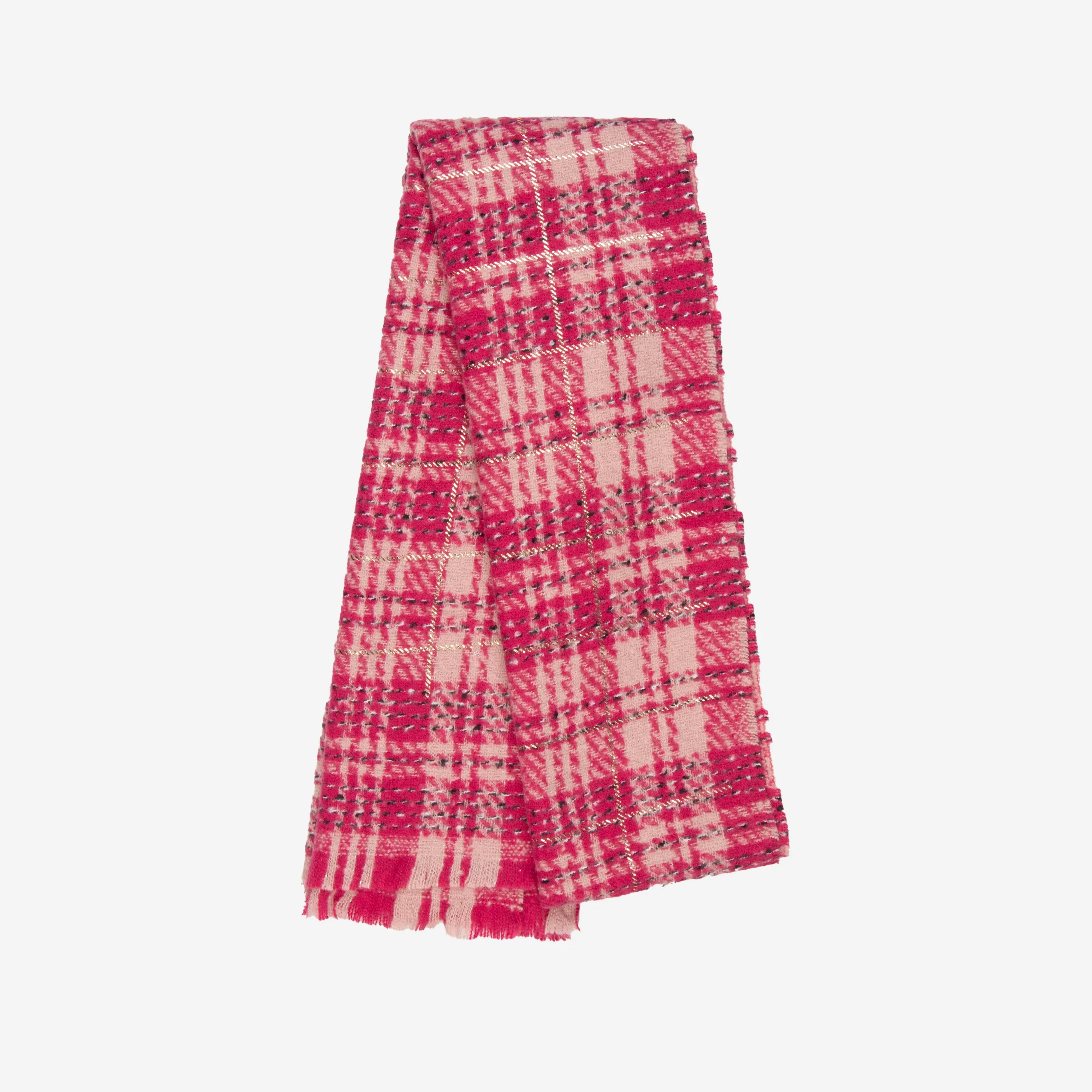 Mattie Lightweight Scarf - Fuchsia, Plaid Check