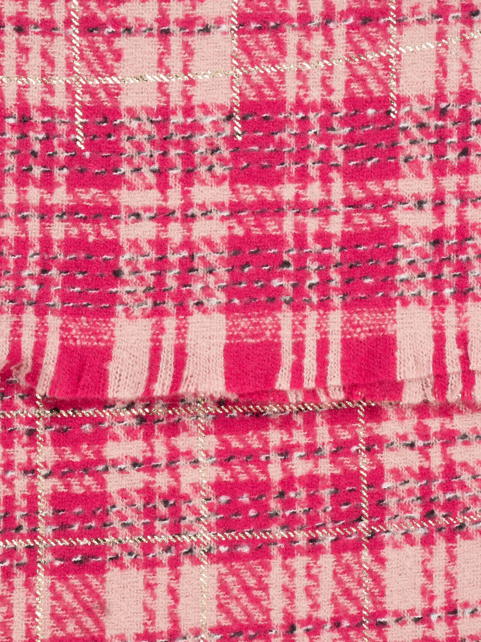 Mattie Lightweight Scarf - Fuchsia, Plaid Check