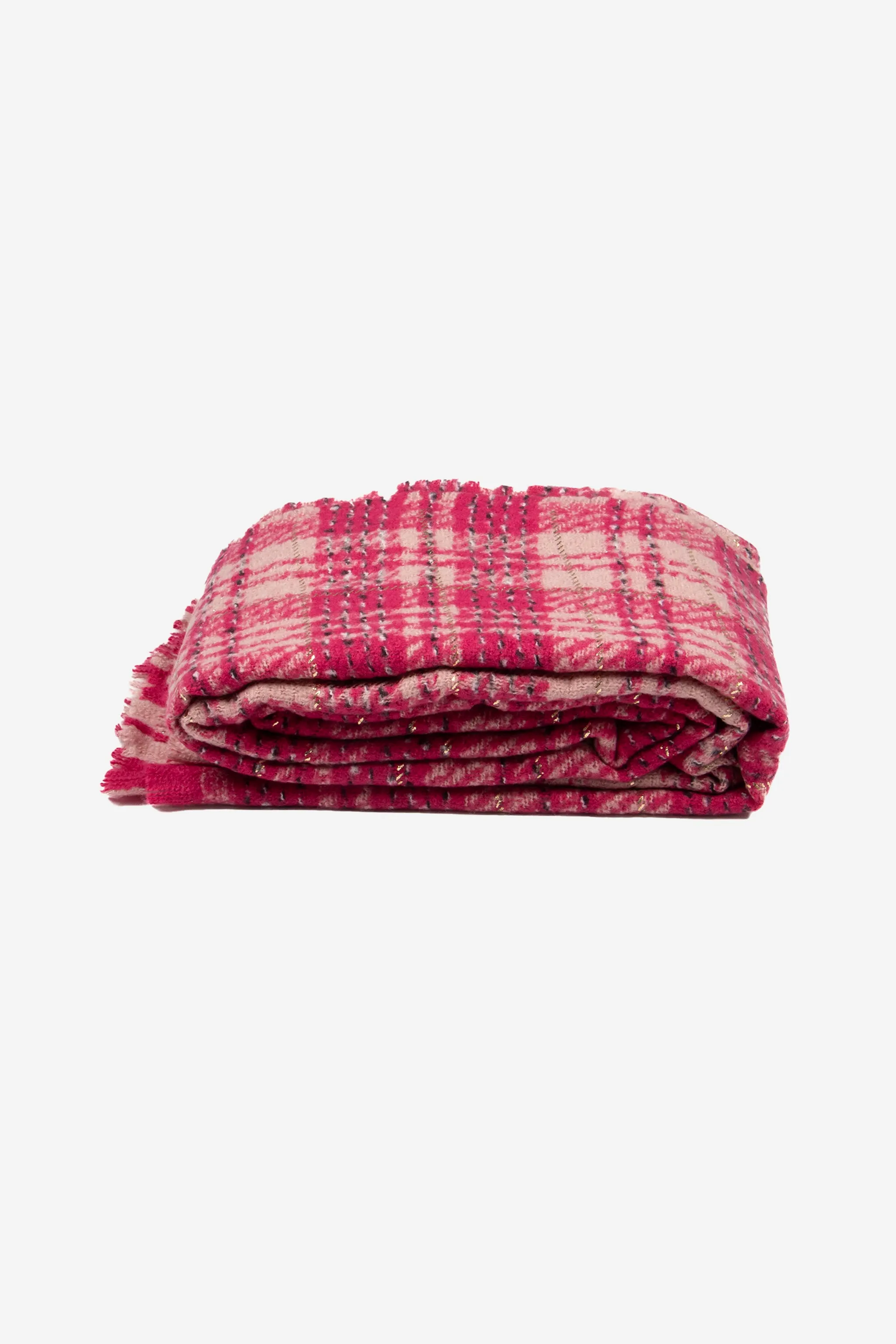 Mattie Lightweight Scarf - Fuchsia, Plaid Check