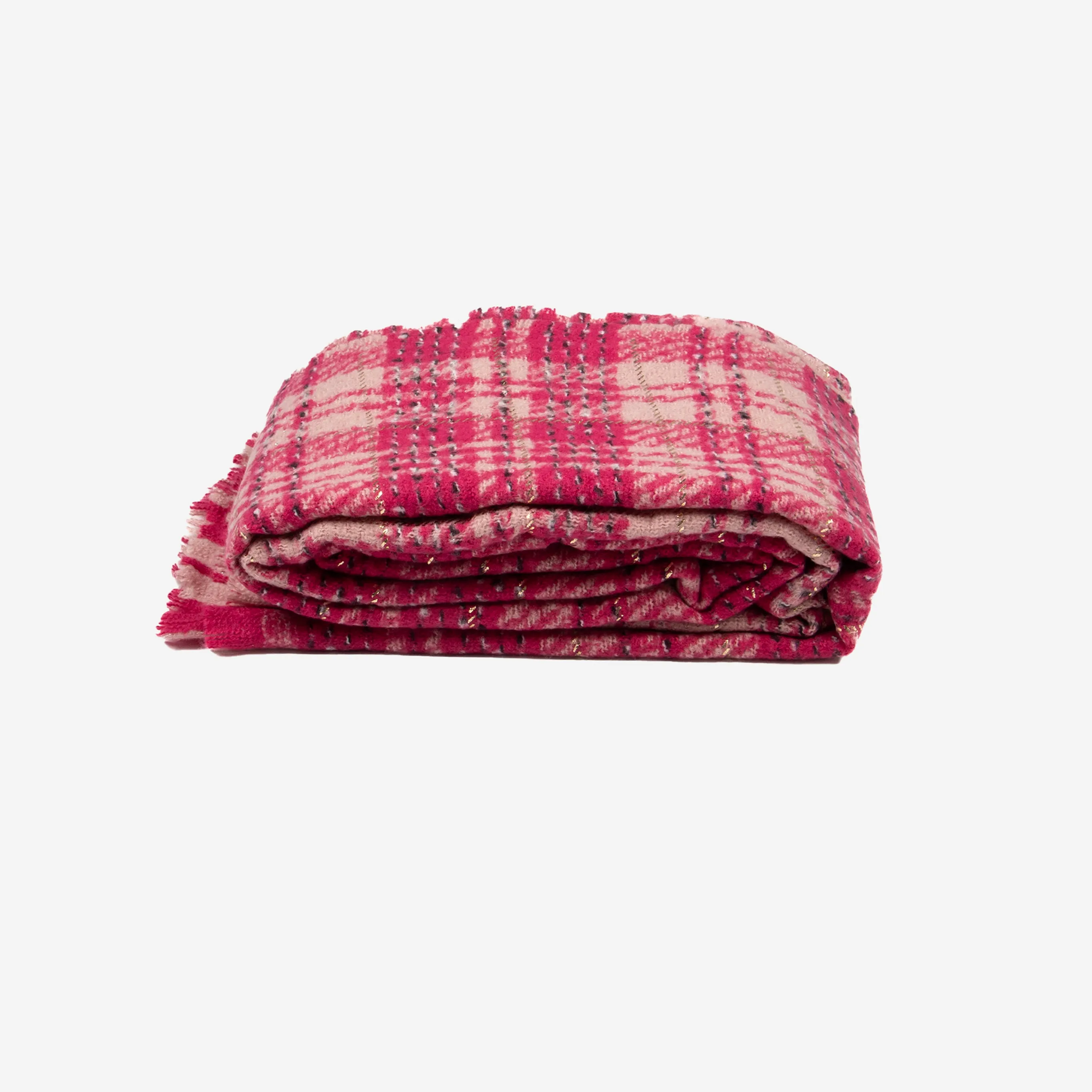 Mattie Lightweight Scarf - Fuchsia, Plaid Check