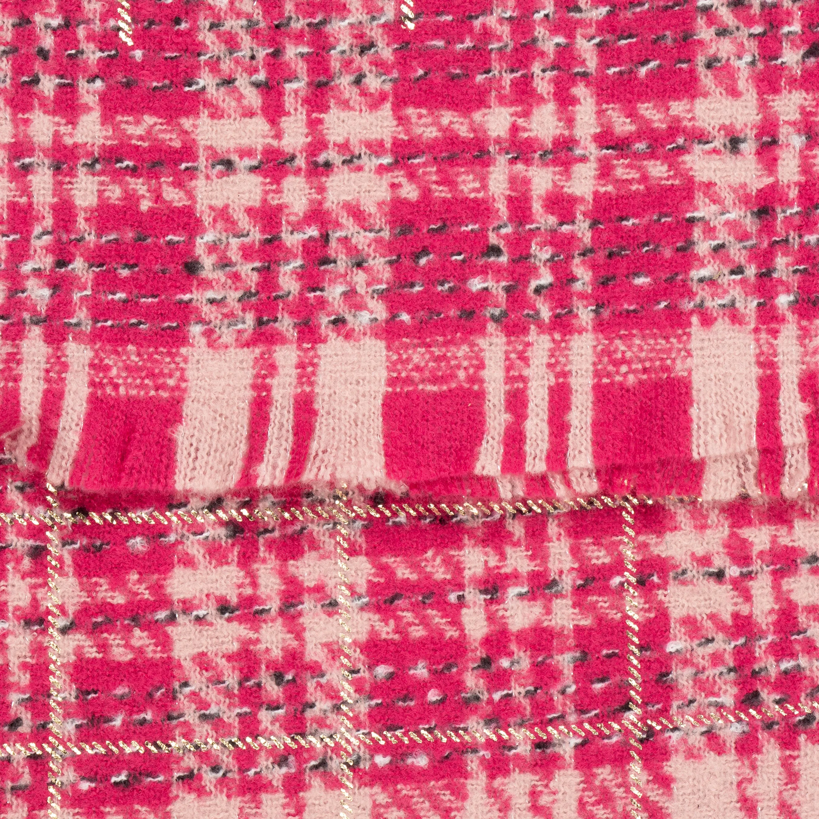 Mattie Lightweight Scarf - Fuchsia, Plaid Check