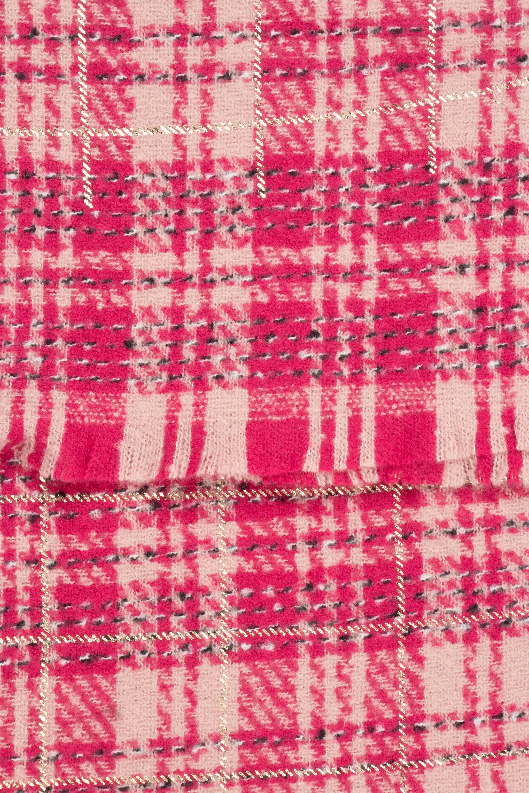 Mattie Lightweight Scarf - Fuchsia, Plaid Check