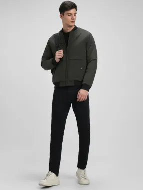 Men's Rib Neck Regular Fit Panelled Riffle Green Jackets