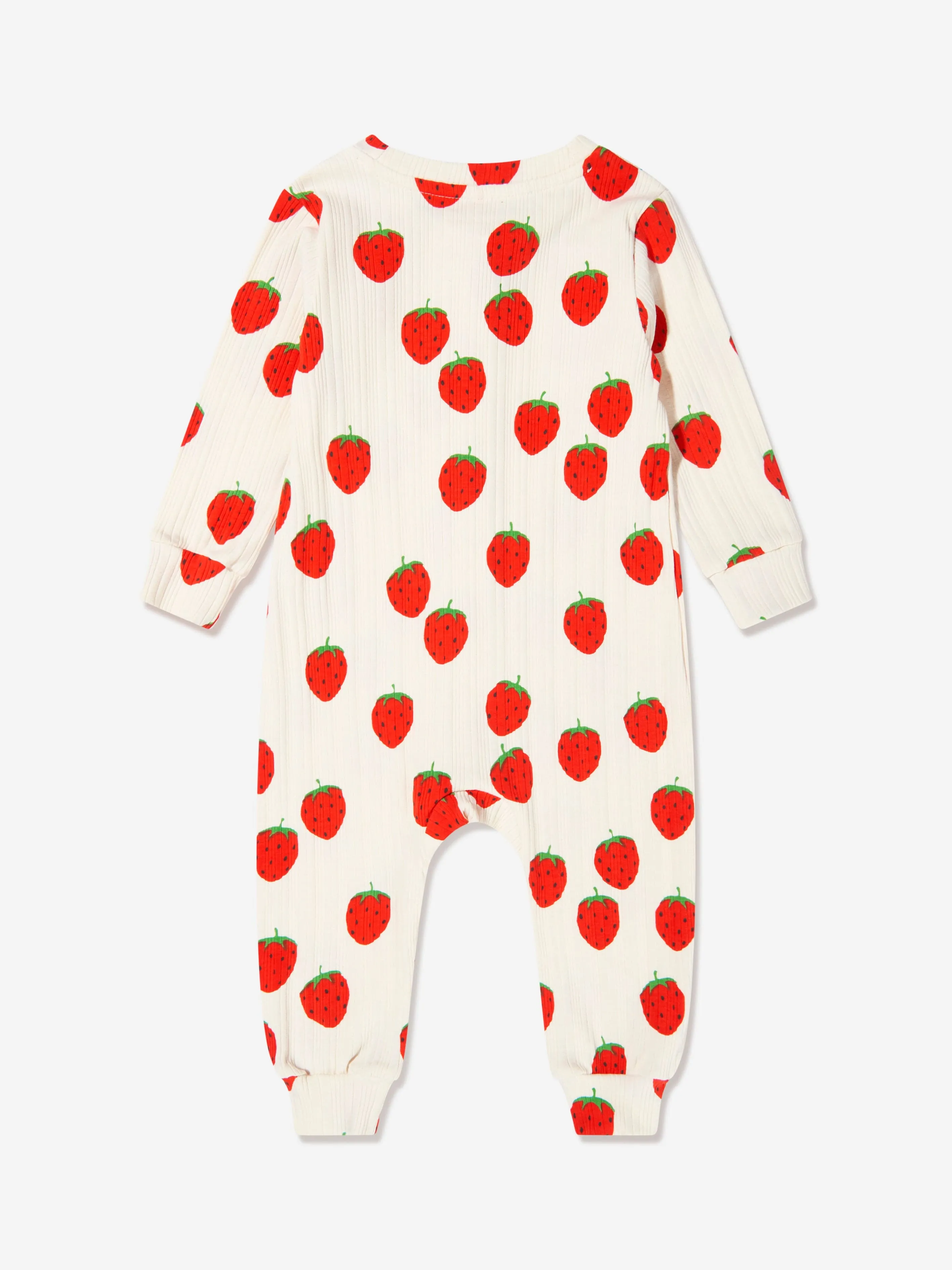 Mini Rodini Baby Organic Cotton Strawberry Romper In White