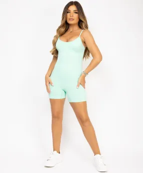 Mint Sculpting Ribbed Waist Structured Unitard Playsuit