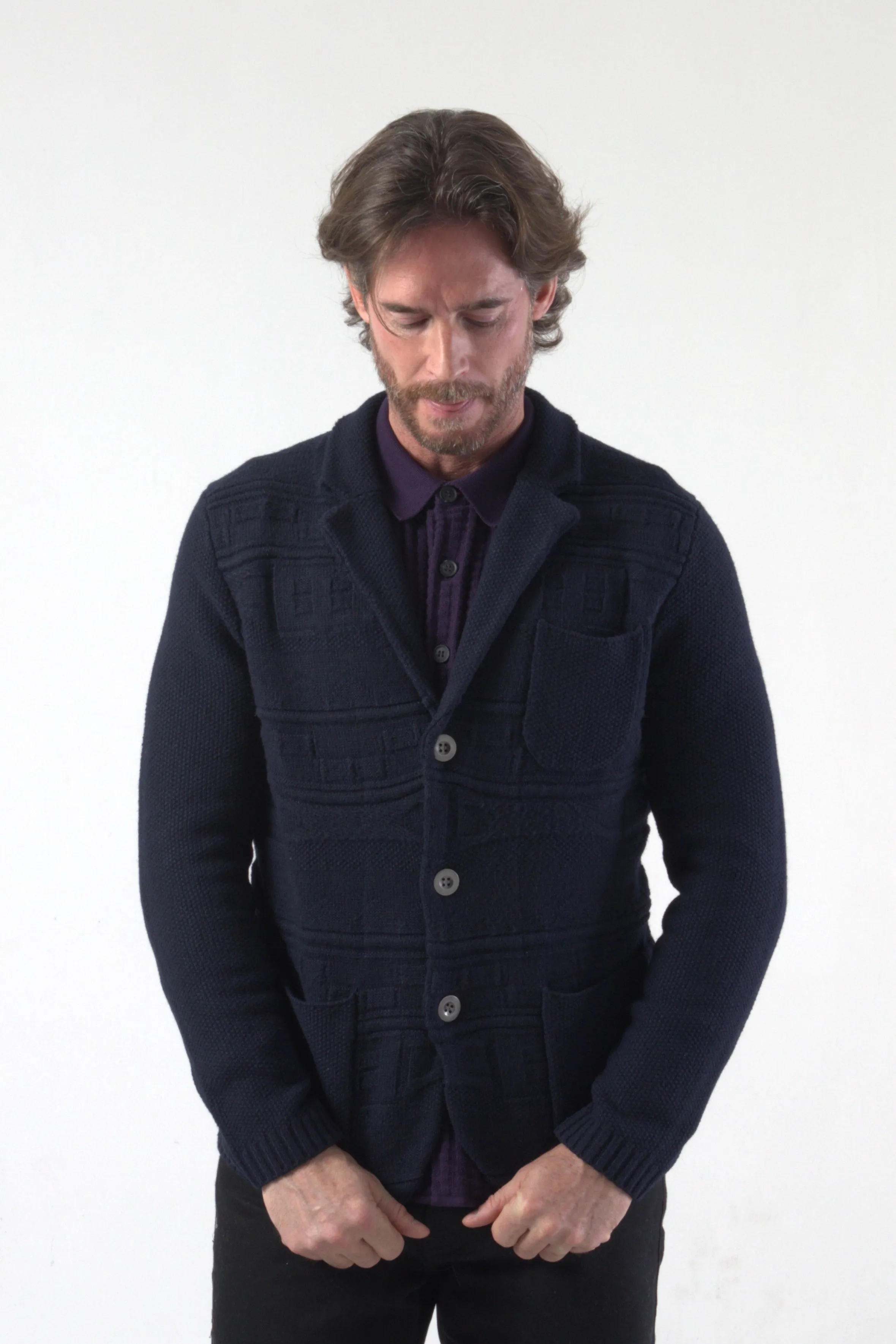 Multi Links Tuck Stitch Knit Blazer