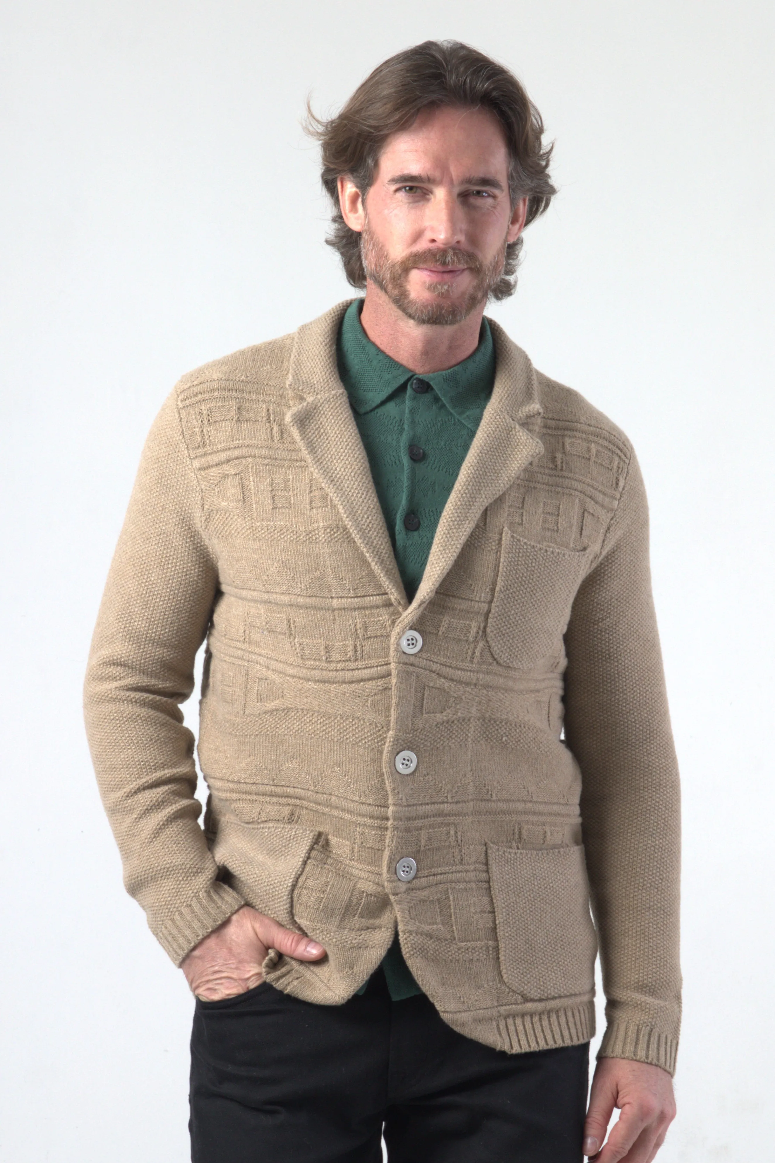 Multi Links Tuck Stitch Knit Blazer