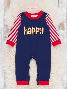 Navy & Red Stripes Happy New Year Romper