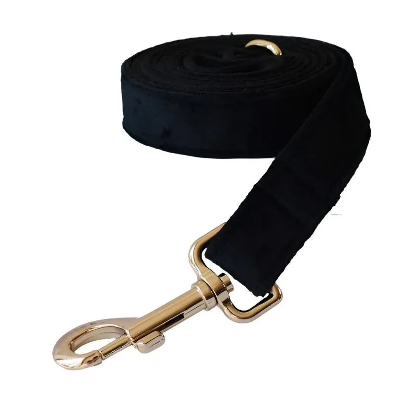 Nightshade Black Velvet with Detachable Bow Tie Personalized Leash Set