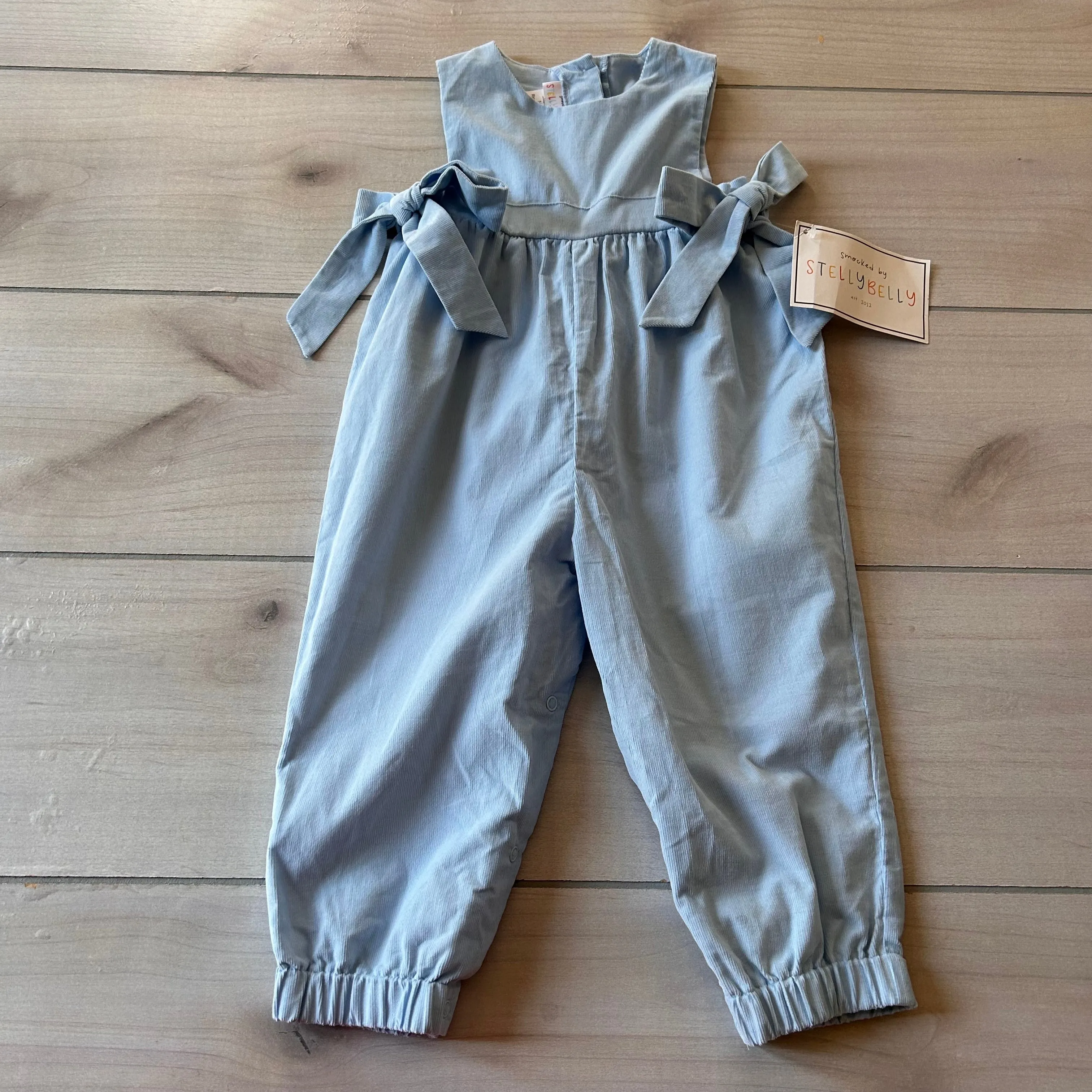 NWT Stellybelly Blue Side Tie Corduroy Bubble Romper