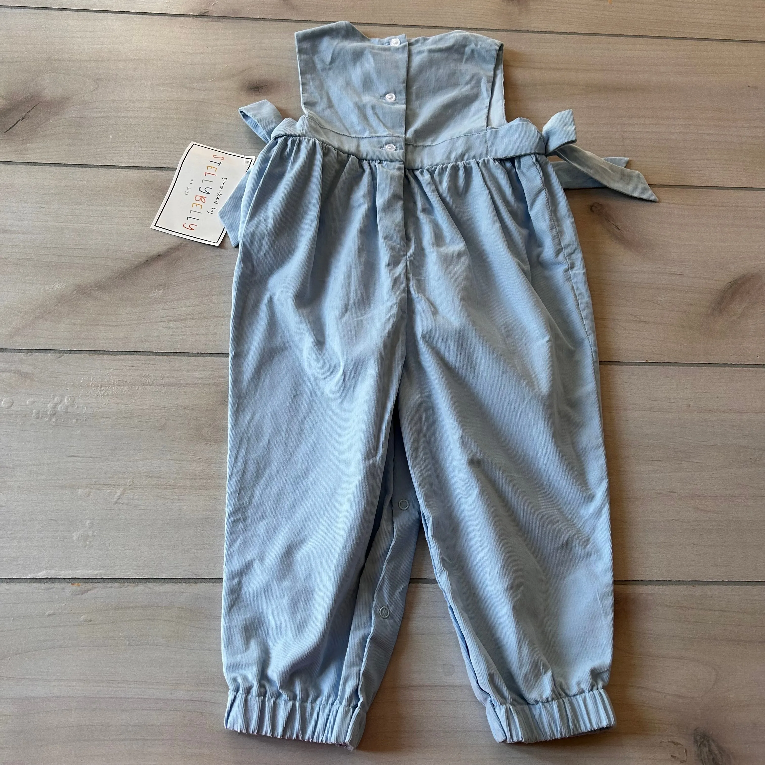 NWT Stellybelly Blue Side Tie Corduroy Bubble Romper