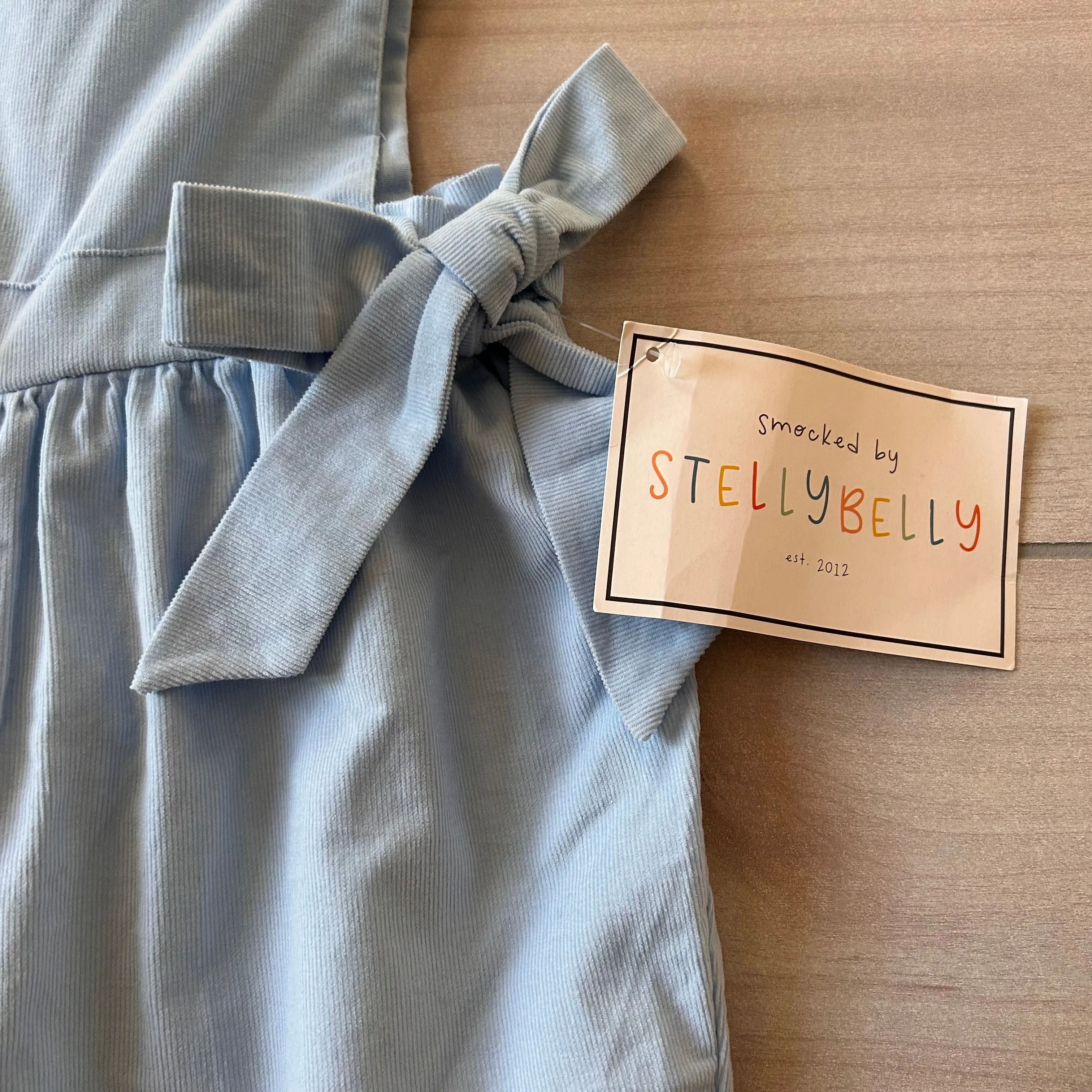 NWT Stellybelly Blue Side Tie Corduroy Bubble Romper