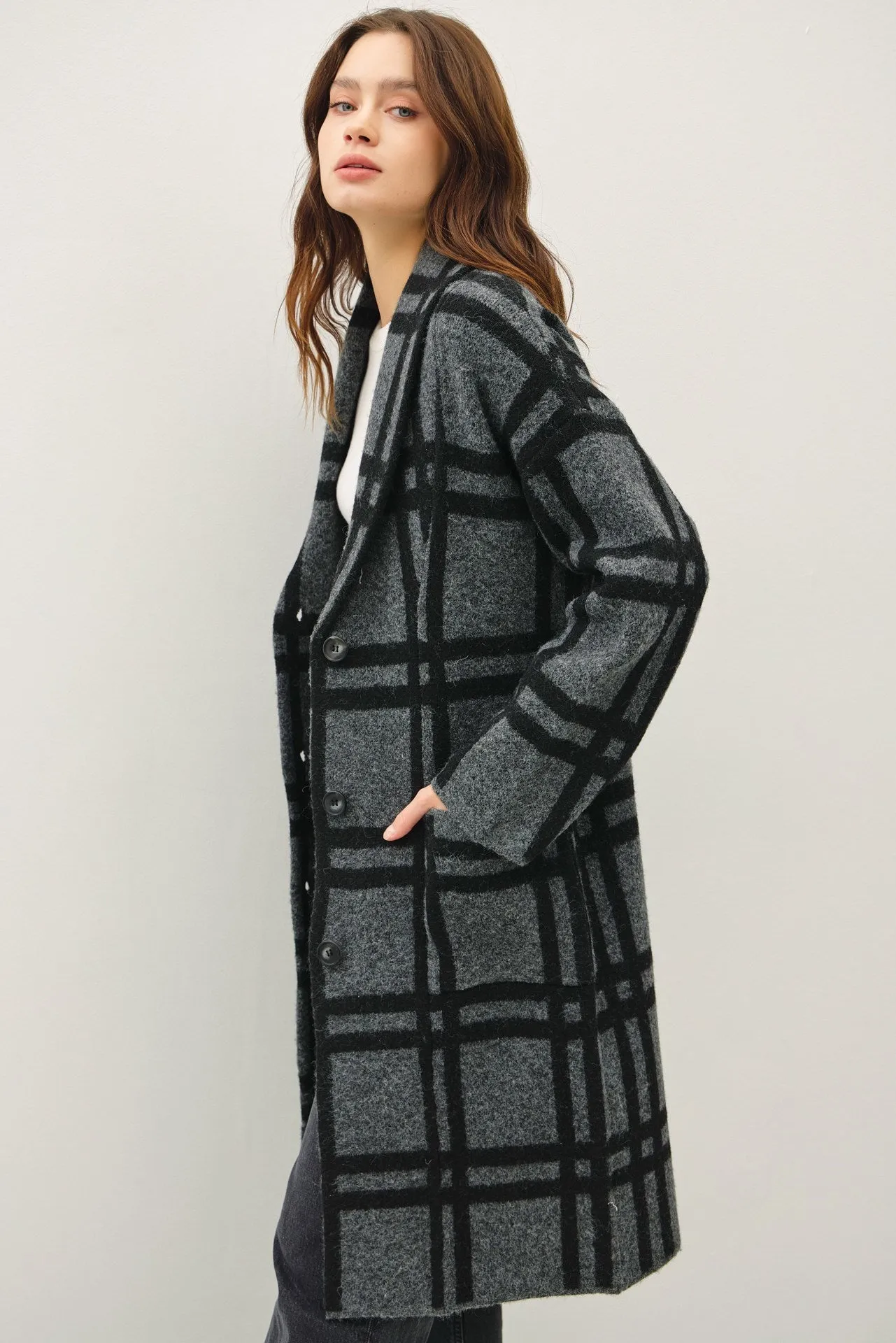 NYLAND Ollie Oversized Plaid Sweater Coat