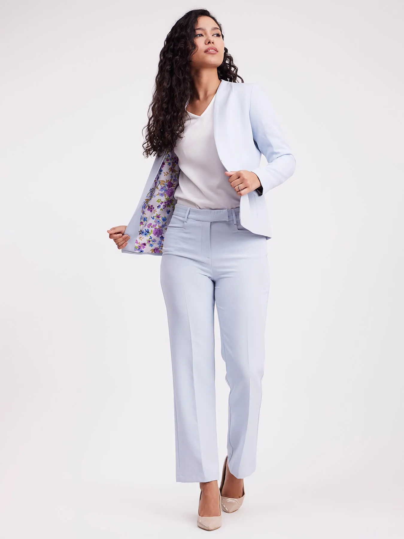 Open Front Blazer And Trouser Co-ord - Blue