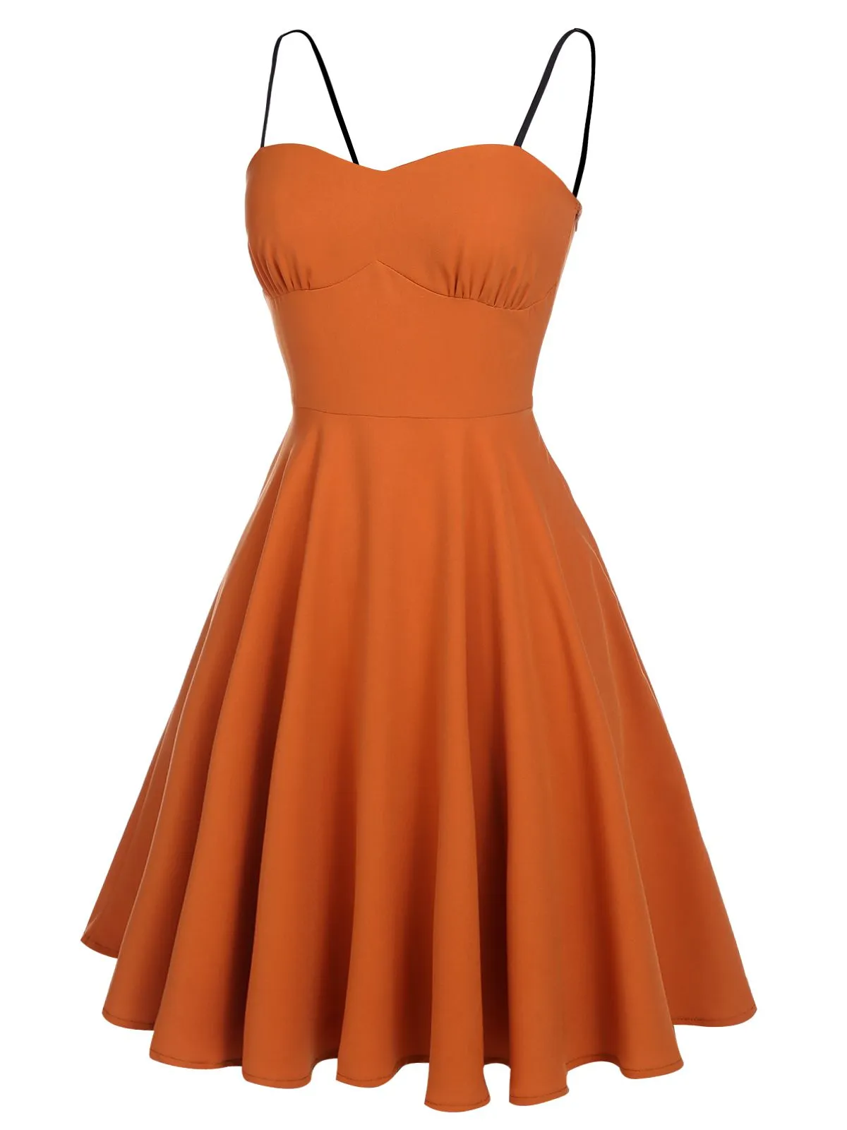 Orange 1950s Cape Pumpkin Swing Dress