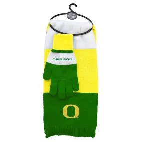 OREGON DUCKS TRI-COLOR SCARF AND GLOVE SET