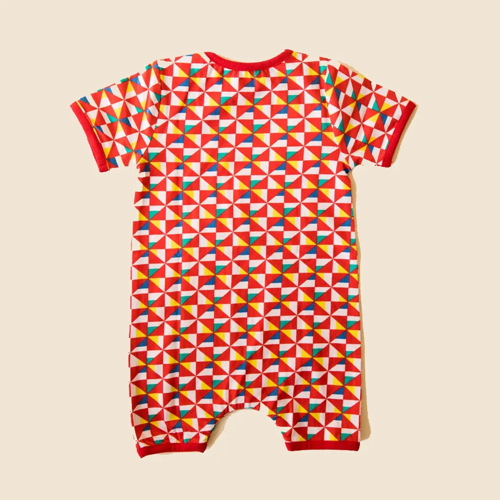 Organic Cotton Half Romper- Pinwheel Parade