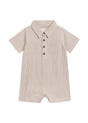 Organic Mato Seersucker Romper - Truffle