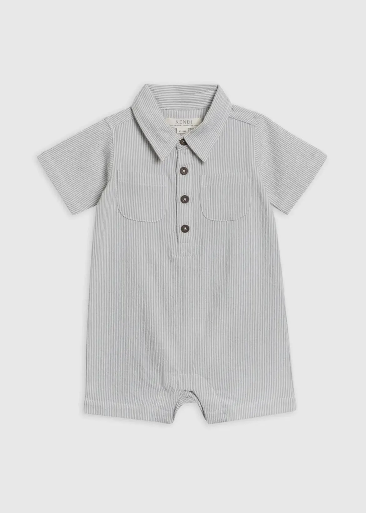 Organic Seersucker Collared Romper