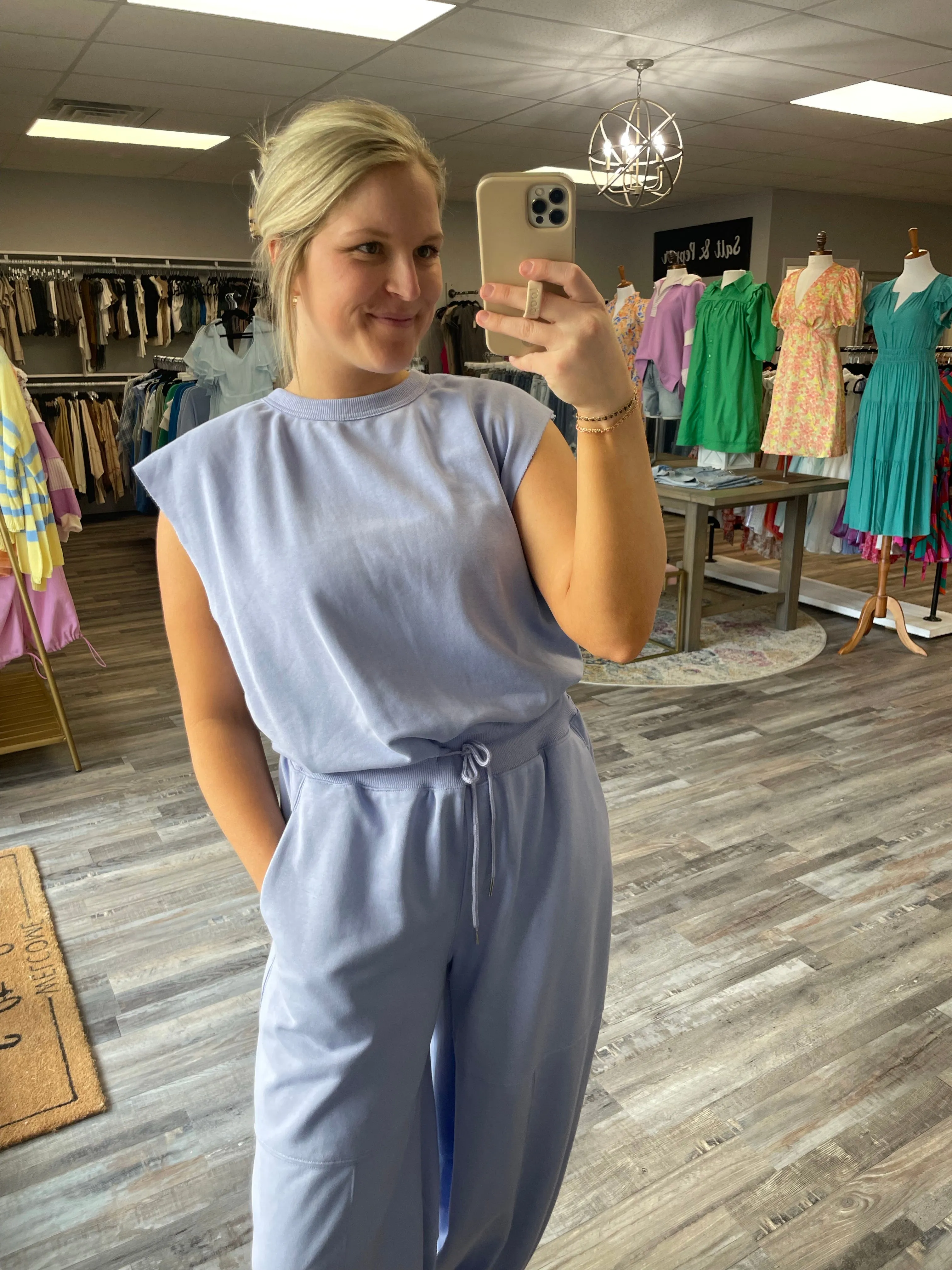 Oversized Terry Knit Jumpsuit - Chambray