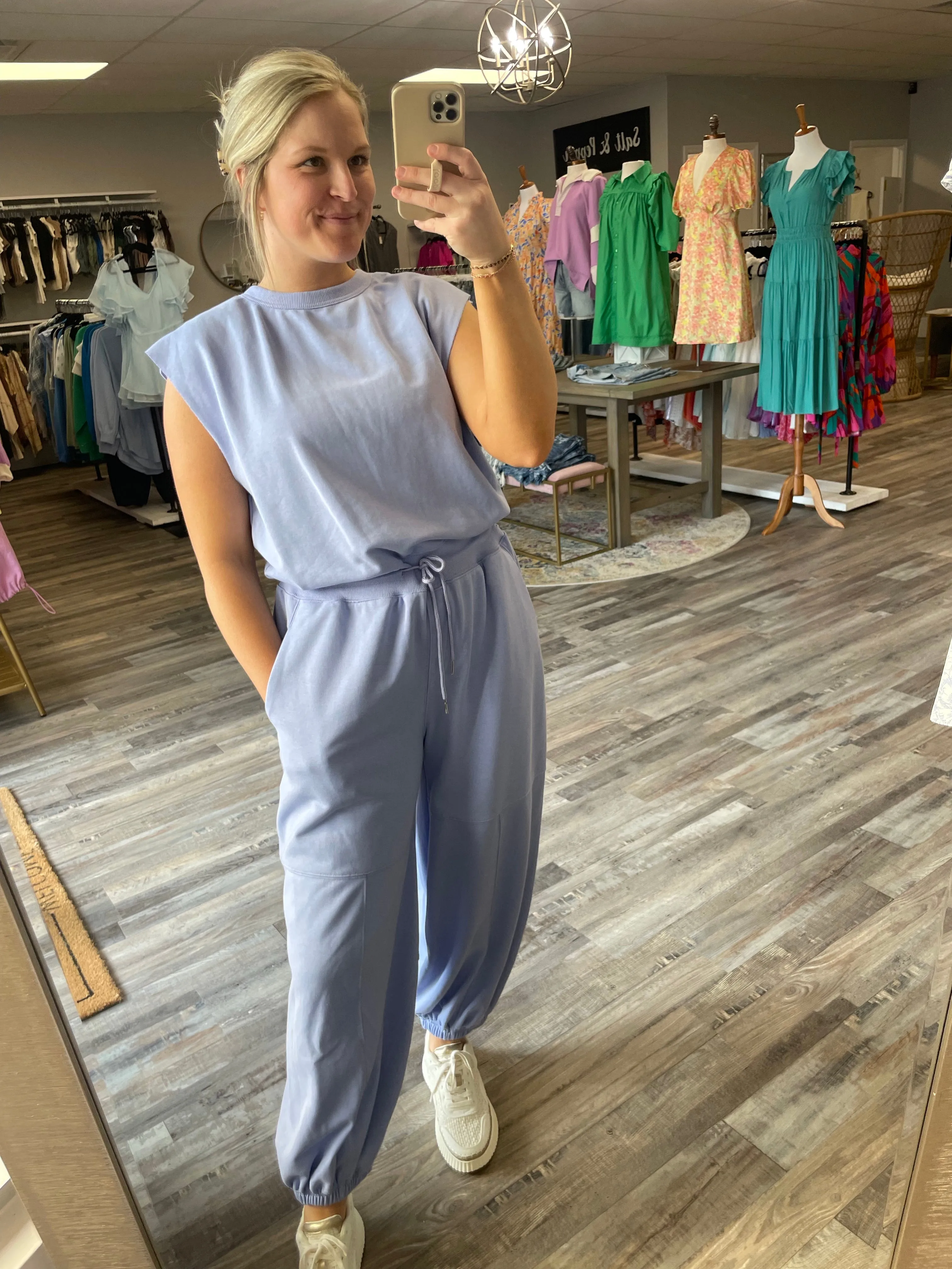 Oversized Terry Knit Jumpsuit - Chambray