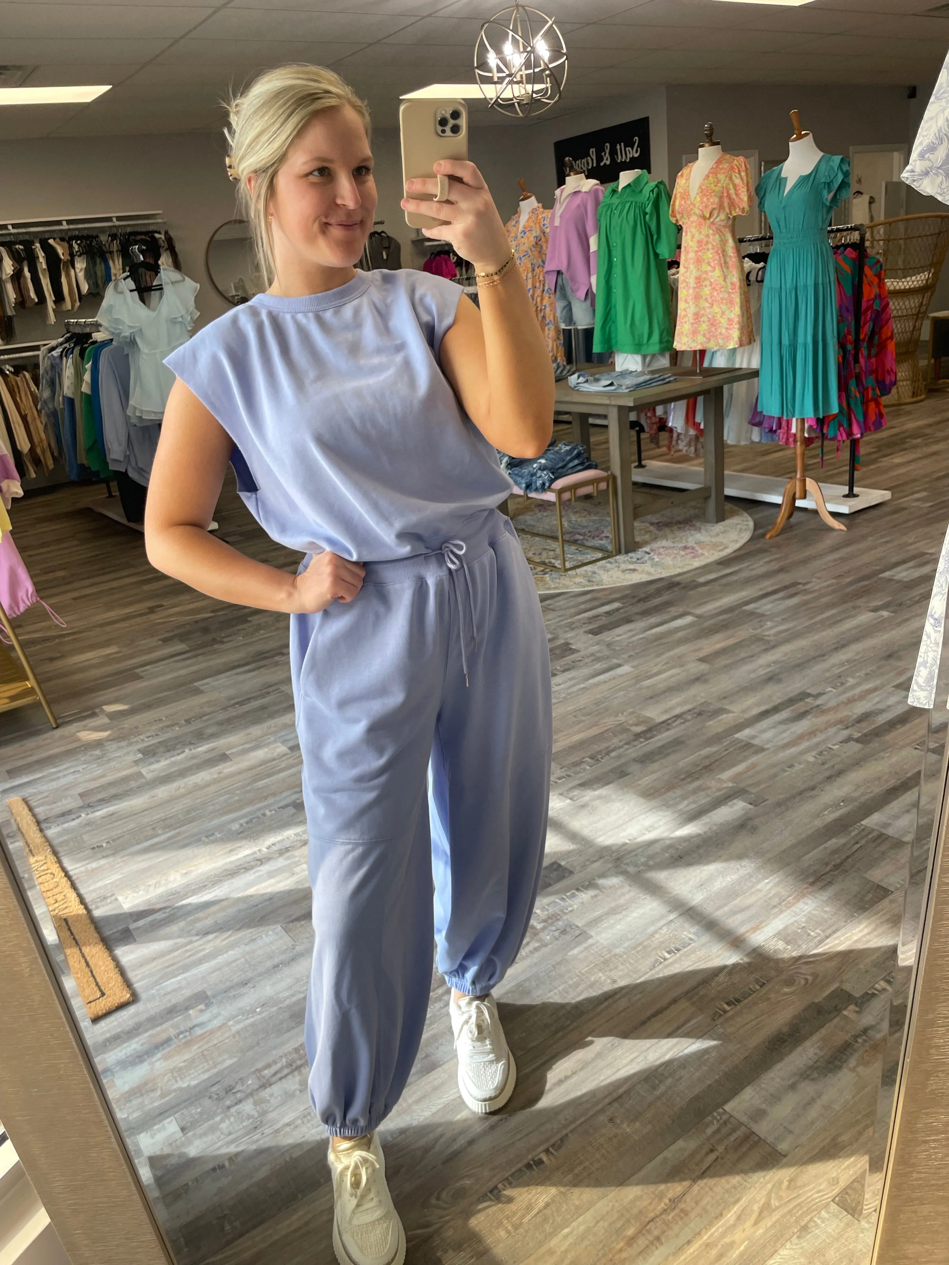 Oversized Terry Knit Jumpsuit - Chambray