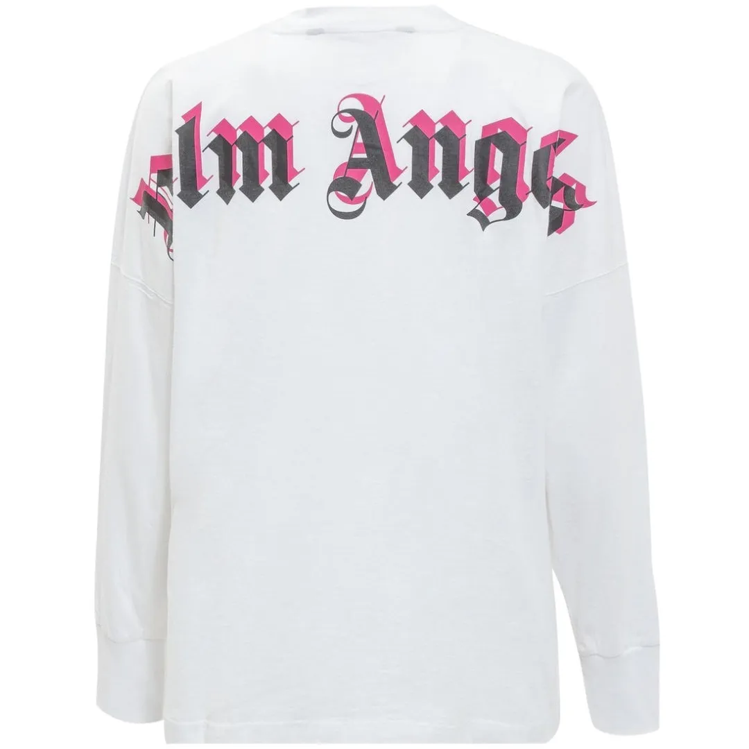 Palm Angels Double Classic Logo Long Sleeve White T-Shirt