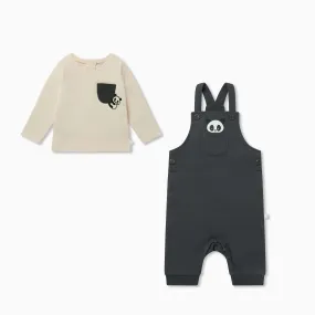 Panda Dungarees & Long Sleeve T-Shirt Outfit