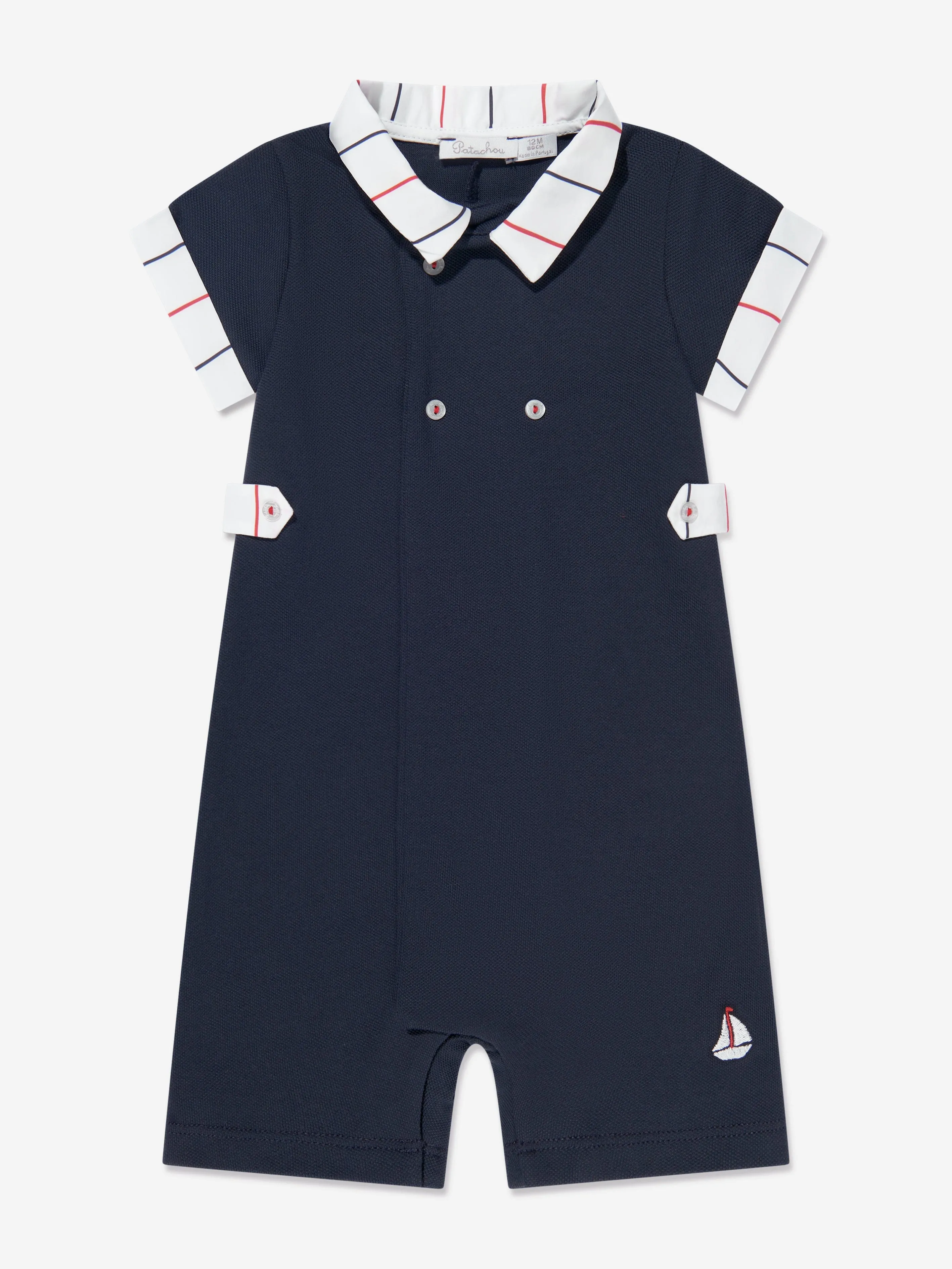 Patachou Baby Boys Sailboat Romper in Navy