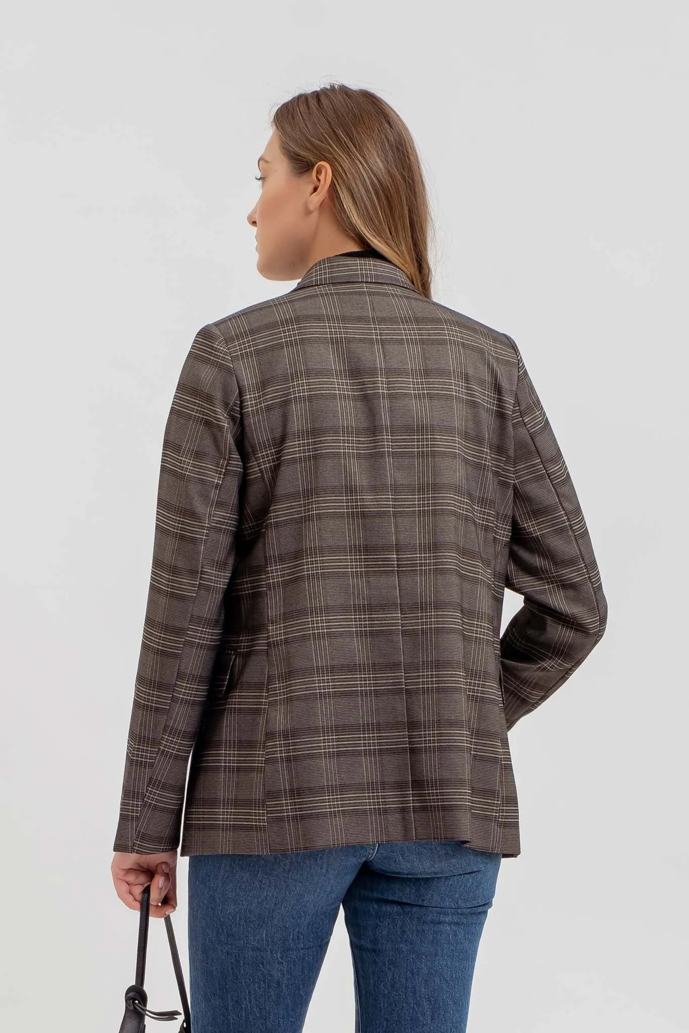 Penelope Plaid Collared Long Sleeve Blazer