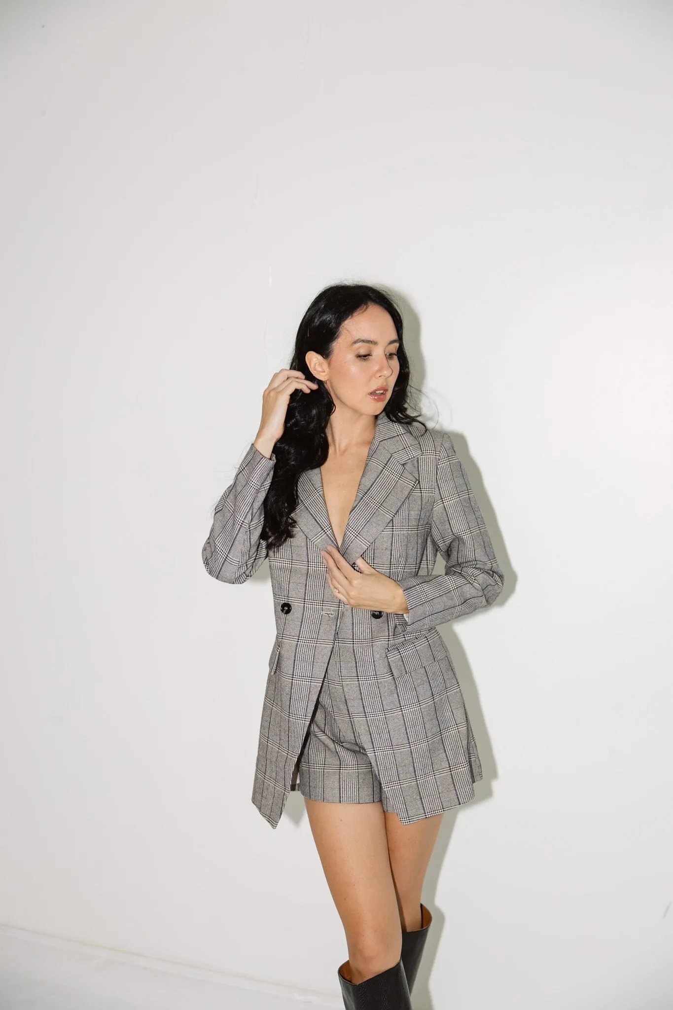 Plaid Blazer Romper