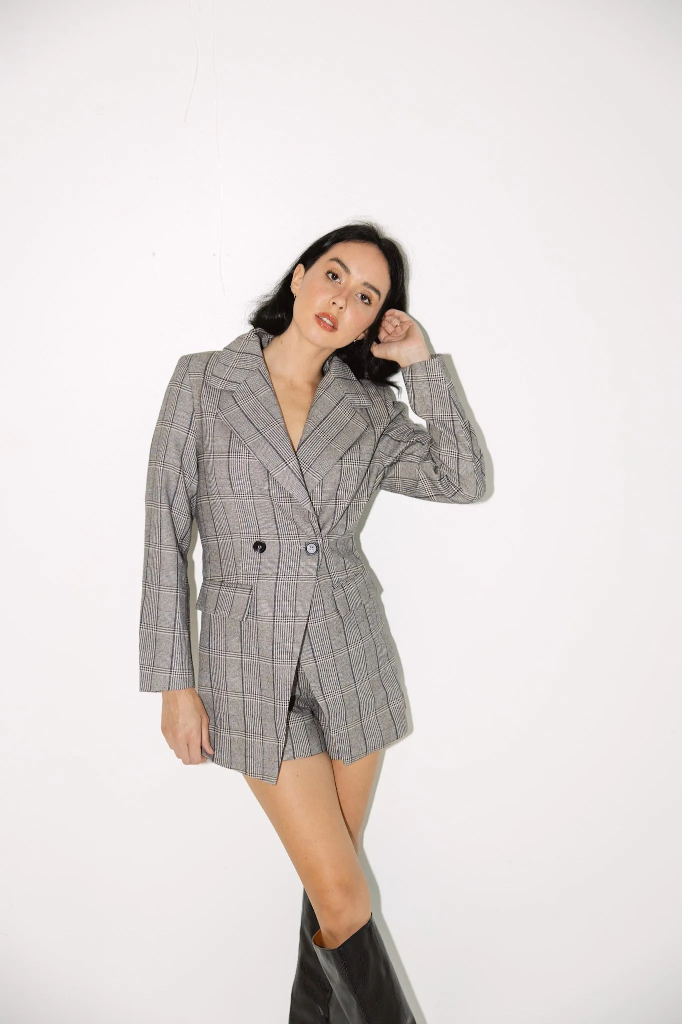 Plaid Blazer Romper