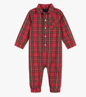 Plaid Flannel Romper - Red Holiday Plaid