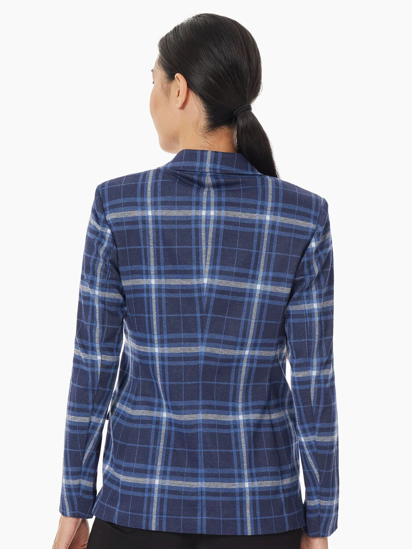 Plaid Two-Button Blazer