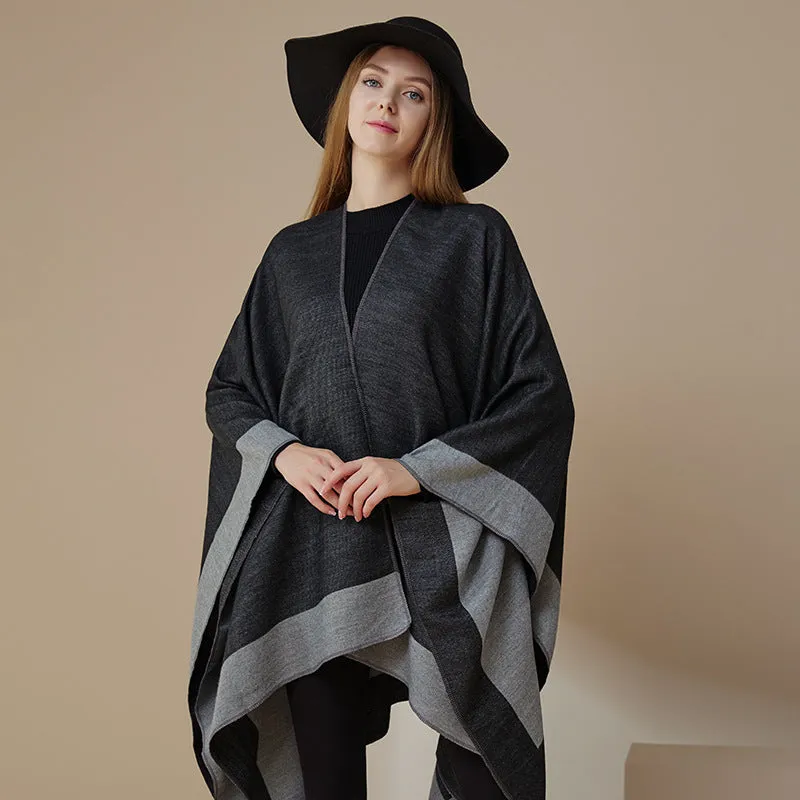 Plain-colored Double-sided Cape Autumn Winter Simple Scarf