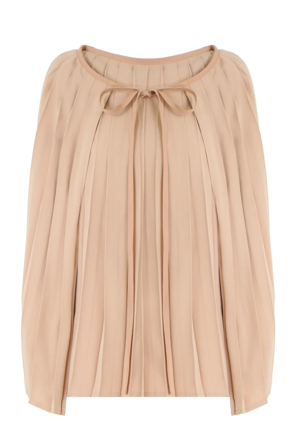 PLEATED CAPE BLOUSE WITH TIE NUDE