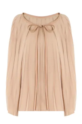 PLEATED CAPE BLOUSE WITH TIE NUDE