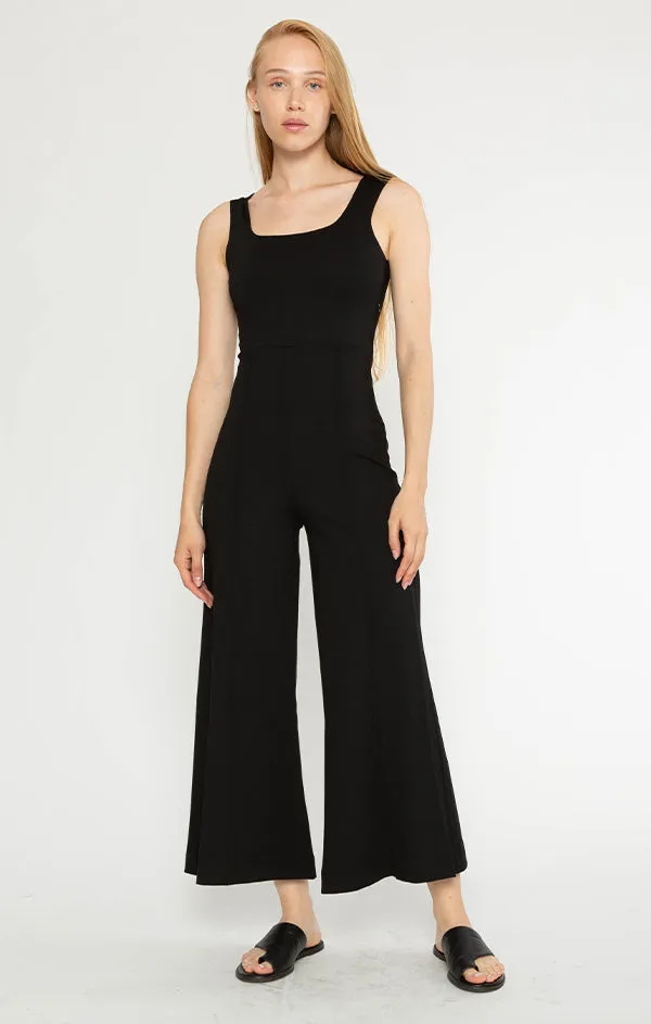 Ponte Knit Tank Cropped Wide Leg Jumpsuit