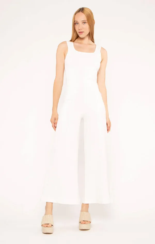 Ponte Knit Tank Cropped Wide Leg Jumpsuit