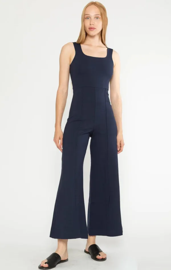 Ponte Knit Tank Cropped Wide Leg Jumpsuit