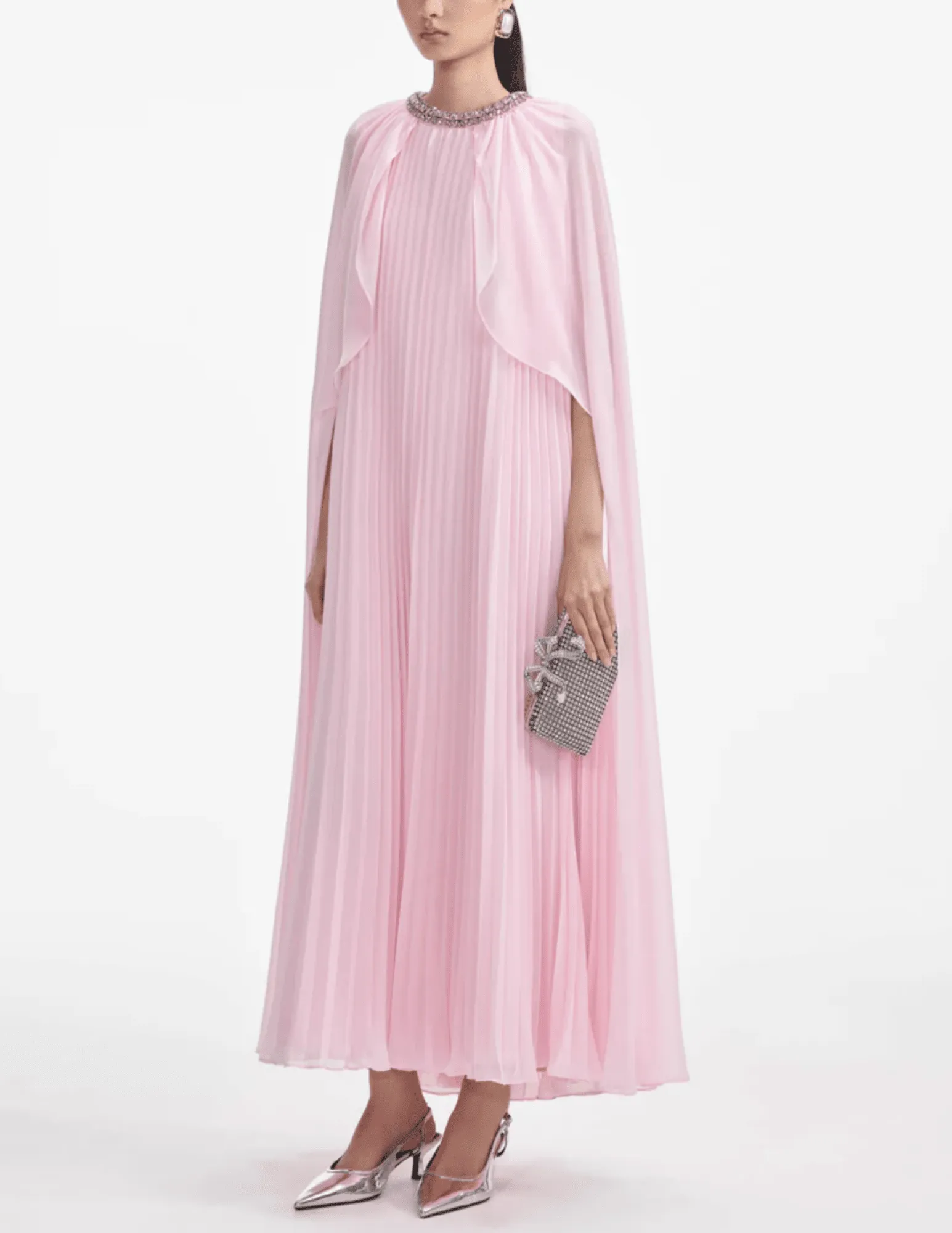 PRE-ORDER-Self-Portrait Chiffon Cape Midi Dress